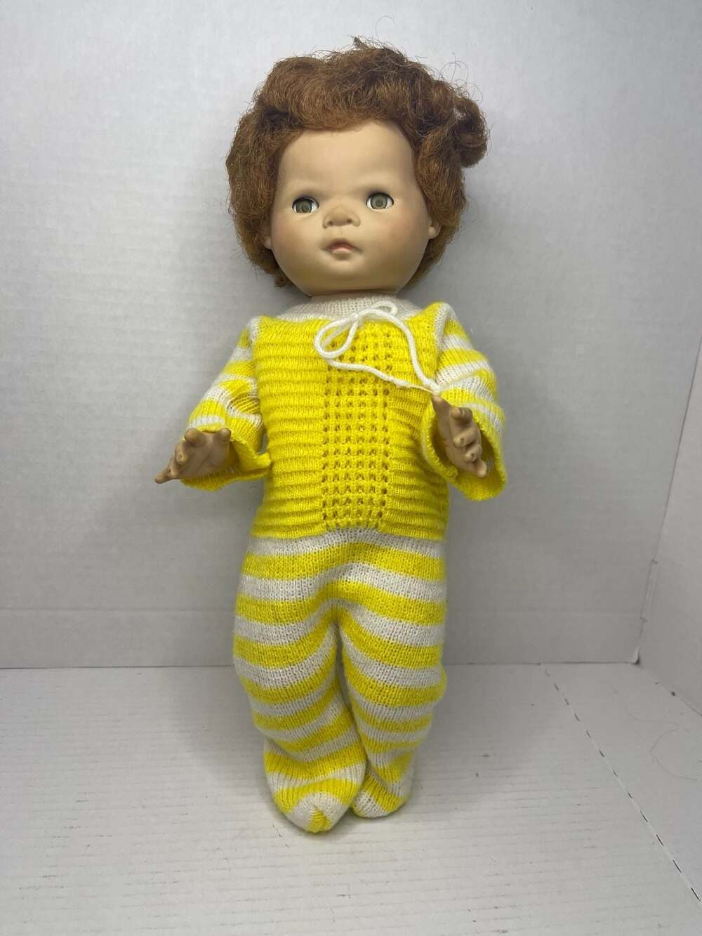 Vintage 1958 American Character Toodles Doll Red Hair Yellow Striped Outfit